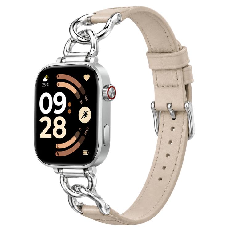 xDfind Metal Chain Vegan Leather Watch Band, For Xiaomi Band 10 Pro / Redmi Watch 6 / 5