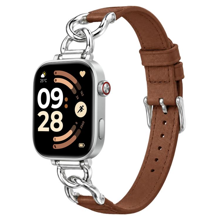 xDfind Metal Chain Vegan Leather Watch Band, For Xiaomi Band 10 Pro / Redmi Watch 6 / 5