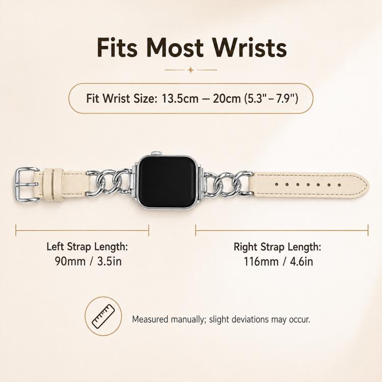 xDfind Metal Chain Vegan Leather Watch Band, For Xiaomi Band 10 Pro / Redmi Watch 6 / 5