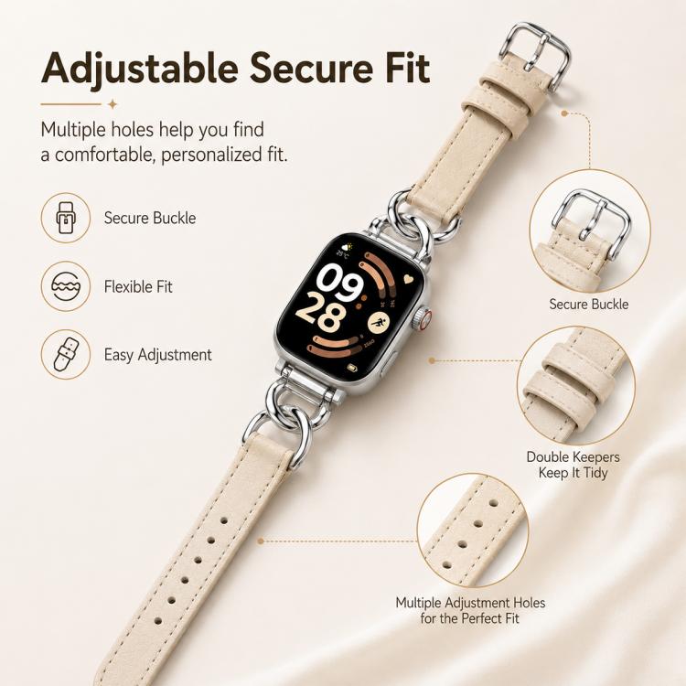 xDfind Metal Chain Vegan Leather Watch Band, For Xiaomi Band 10 Pro / Redmi Watch 6 / 5