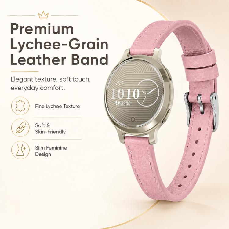 xDfind Universal Straight Lug Ends Litchi Texture Loop Buckle Vegan Leather Watch Band, 14mm