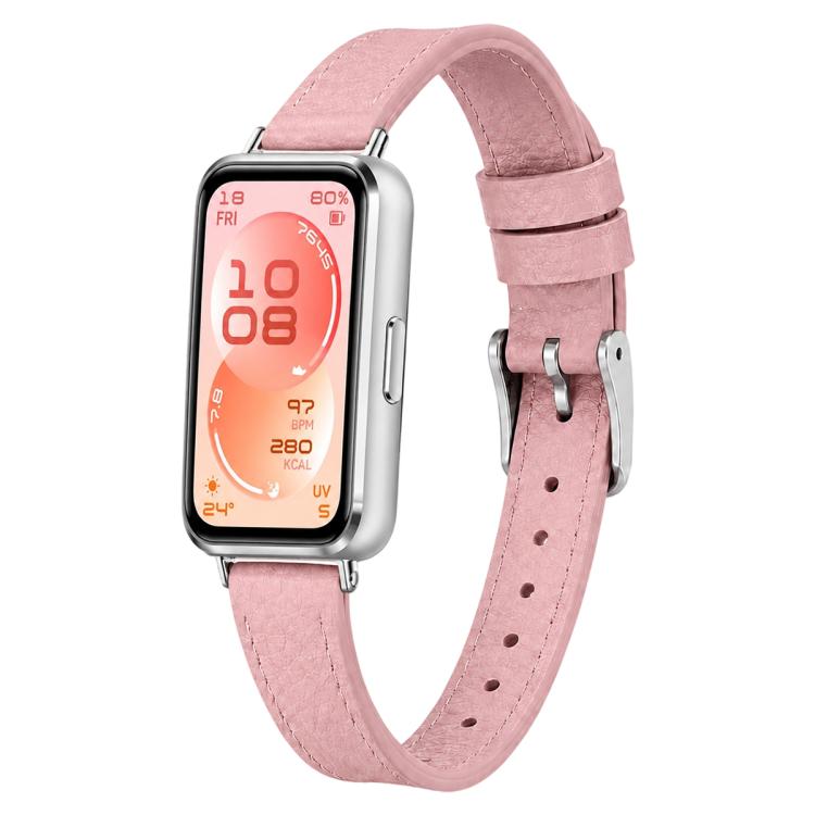 xDfind Litchi Texture Loop Buckle Vegan Leather Watch Band, For Huawei Band 11 Pro / 11 Pro NFC / 11