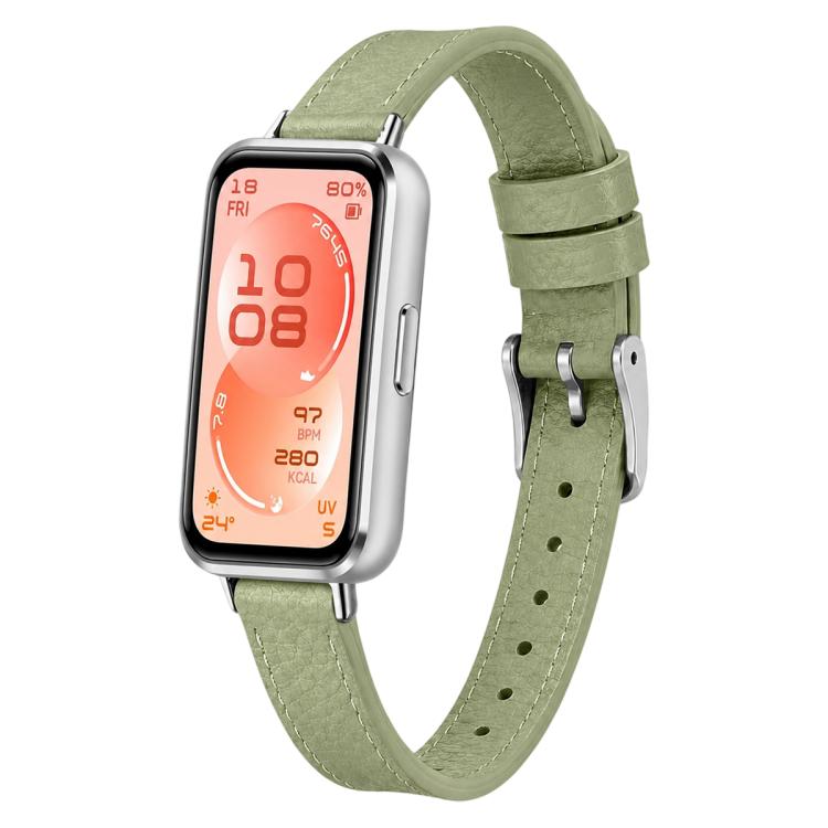 xDfind Litchi Texture Loop Buckle Vegan Leather Watch Band, For Huawei Band 11 Pro / 11 Pro NFC / 11