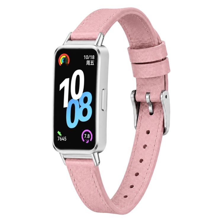 xDfind Litchi Texture Loop Buckle Vegan Leather Watch Band, For Huawei Band 10 / 9 / 8
