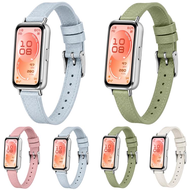 xDfind Litchi Texture Loop Buckle Vegan Leather Watch Band, For Huawei Band 11 Pro / 11 Pro NFC / 11