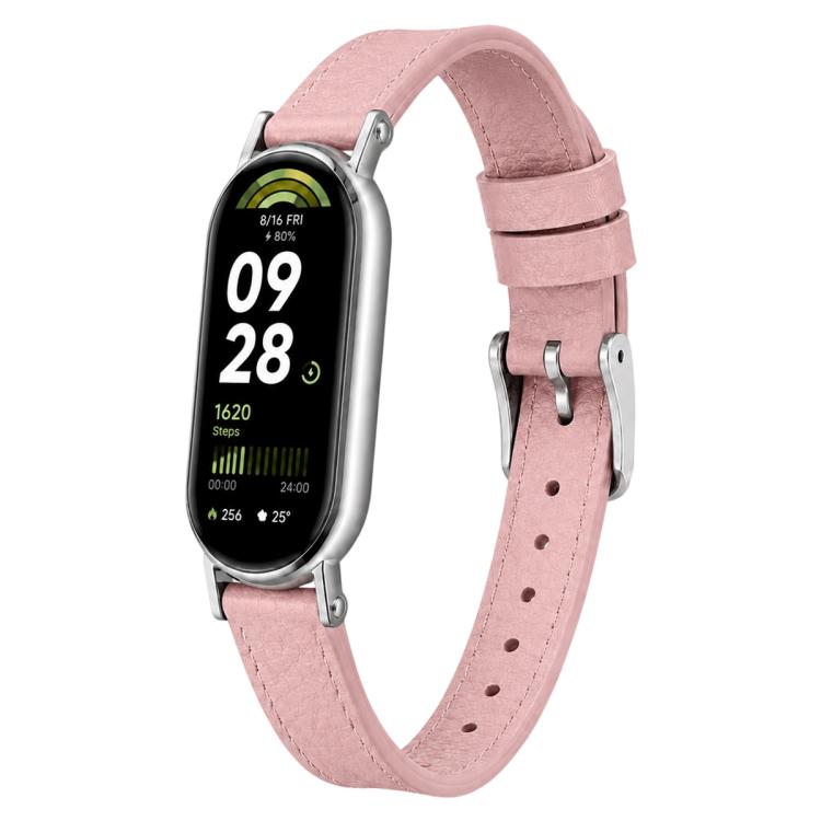 xDfind Litchi Texture Loop Buckle Vegan Leather Watch Band, For Xiaomi Smart Band 10 / 10 NFC / 9
