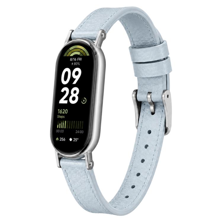 xDfind Litchi Texture Loop Buckle Vegan Leather Watch Band, For Xiaomi Smart Band 10 / 10 NFC / 9