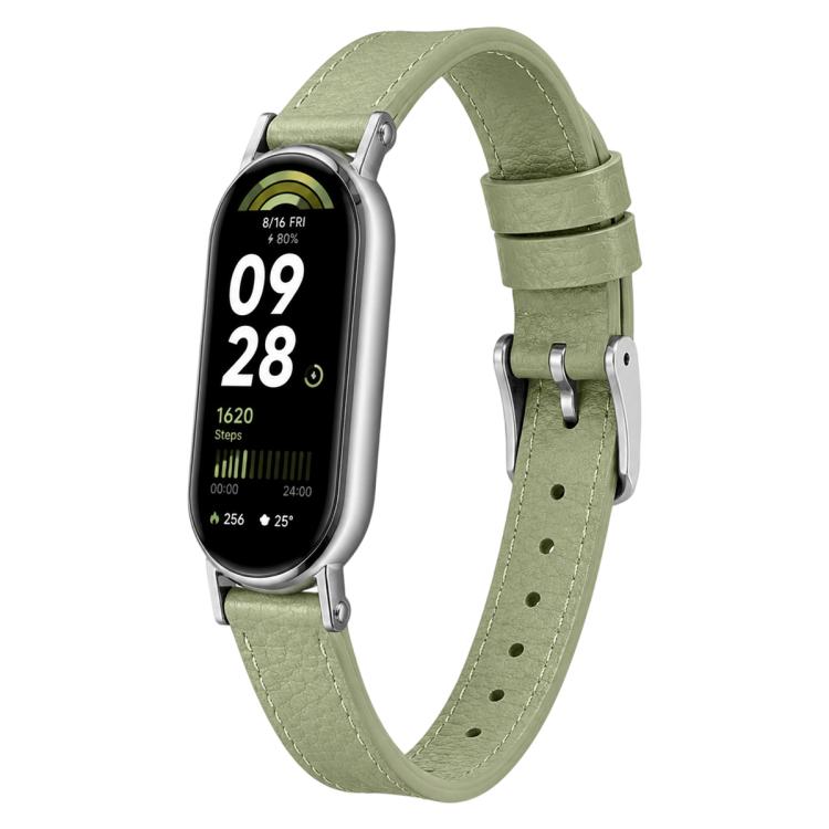 xDfind Litchi Texture Loop Buckle Vegan Leather Watch Band, For Xiaomi Smart Band 10 / 10 NFC / 9