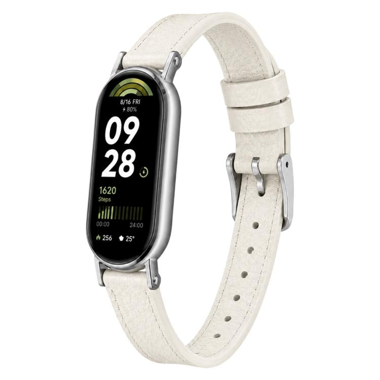 xDfind Litchi Texture Loop Buckle Vegan Leather Watch Band, For Xiaomi Smart Band 10 / 10 NFC / 9