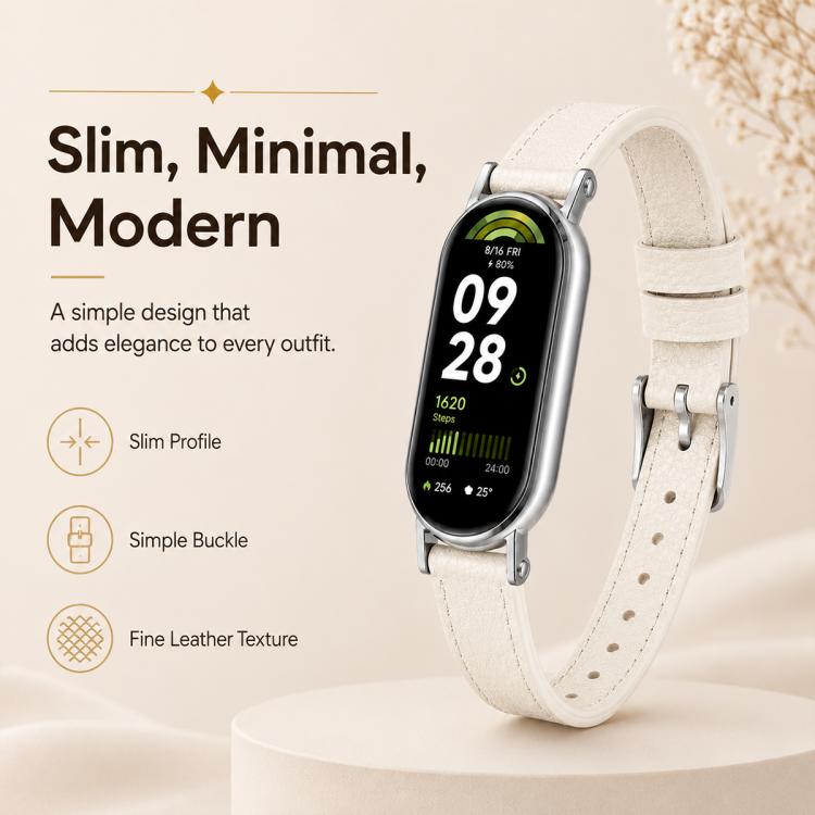 xDfind Litchi Texture Loop Buckle Vegan Leather Watch Band, For Xiaomi Smart Band 10 / 10 NFC / 9