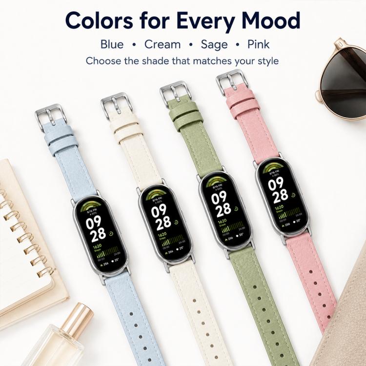 xDfind Litchi Texture Loop Buckle Vegan Leather Watch Band, For Xiaomi Smart Band 10 / 10 NFC / 9