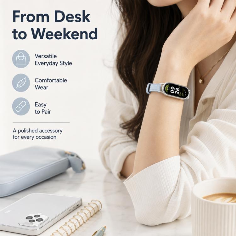 xDfind Litchi Texture Loop Buckle Vegan Leather Watch Band, For Xiaomi Smart Band 10 / 10 NFC / 9