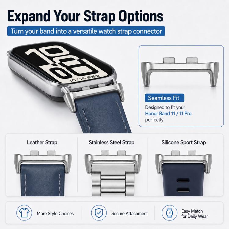 For Honor Band 11 / Band 11 Pro xDfind 1 Pair Stainless Steel Watch Band Connector, 12mm