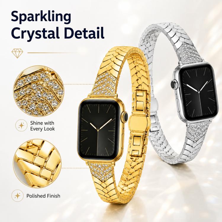 xDfind Double Folding Butterfly Clasp Metal Watch Band, For Apple Watch 46mm / 49mm / 45mm / 44mm, For Apple Watch 42mm / 41mm / 40mm / 38mm