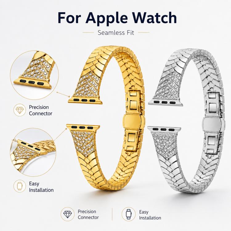 xDfind Double Folding Butterfly Clasp Metal Watch Band, For Apple Watch 46mm / 49mm / 45mm / 44mm, For Apple Watch 42mm / 41mm / 40mm / 38mm