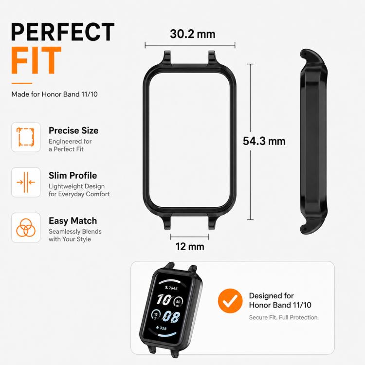 xDfind Spring Bars Frame Bumper PC Watch Case, For Honor Band 11 / Band 10