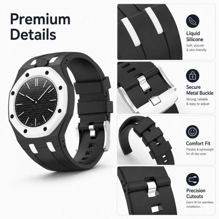 xDfind 12 Oclock Crown Integrated Silicone Pocket Watch Band, 12 Oclock Crown