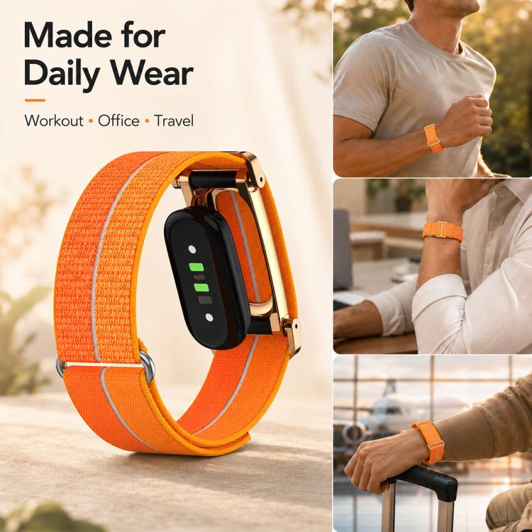 xDfind Metal Case Integrated Feather Yarn Breathable Nylon Watch Band, For Google Fitbit Air