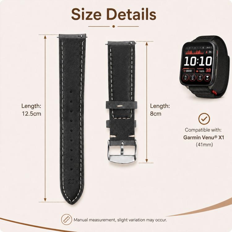 xDfind Retro Crazy Horse Texture Vegan Leather Watch Band, For Garmin Venu X1