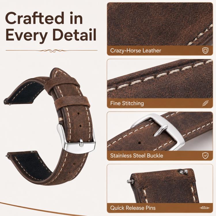 xDfind Retro Crazy Horse Texture Vegan Leather Watch Band, For Garmin Venu X1