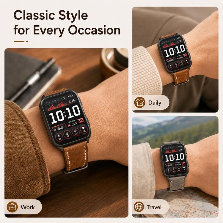 xDfind Retro Crazy Horse Texture Vegan Leather Watch Band, For Garmin Venu X1
