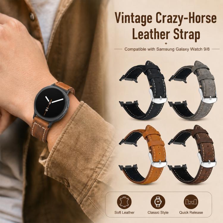 xDfind Retro Crazy Horse Texture Vegan Leather Watch Band, For Galaxy Watch9 / 8 / 8 Classic