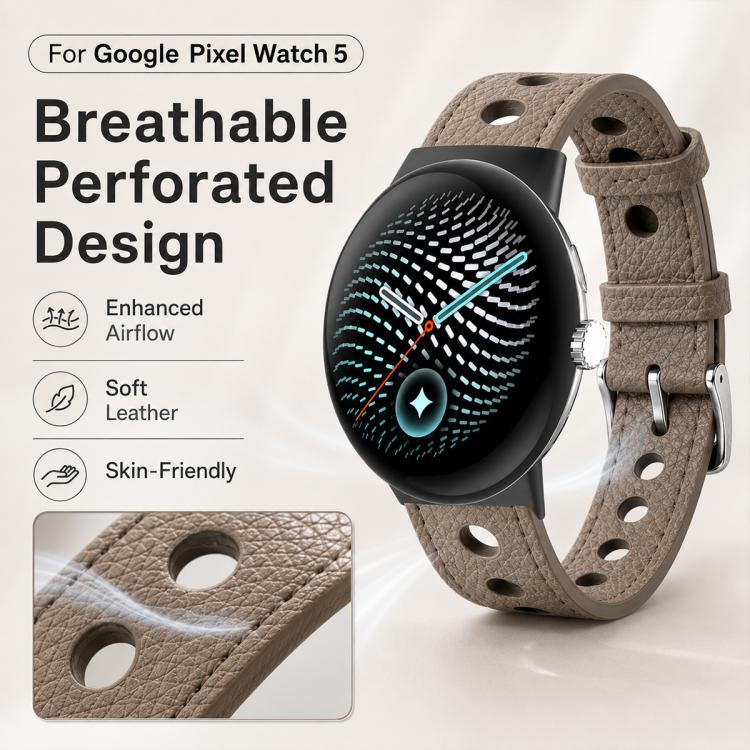 xDfind Hole Palm Texture Vegan Leather Watch Band, For Google Pixel Watch 5 / 4 / 3 45mm