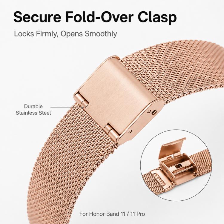xDfind Buckle Metal Mesh Watch Band, For Honor Band 11 / Band 11 Pro