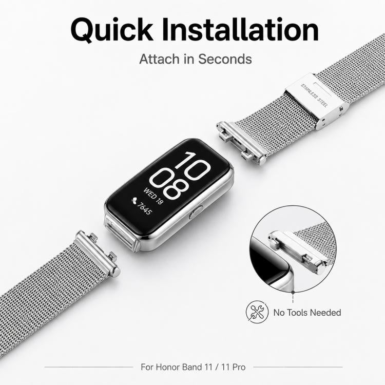 xDfind Buckle Metal Mesh Watch Band, For Honor Band 11 / Band 11 Pro