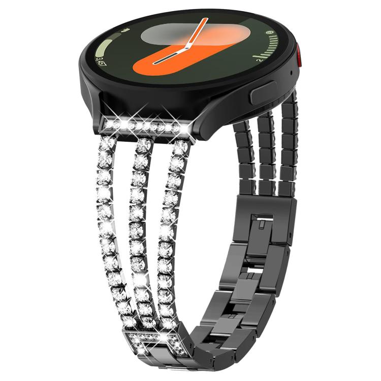 xDfind Universal Flat End Three Diamond Metal Watch Band, 20mm
