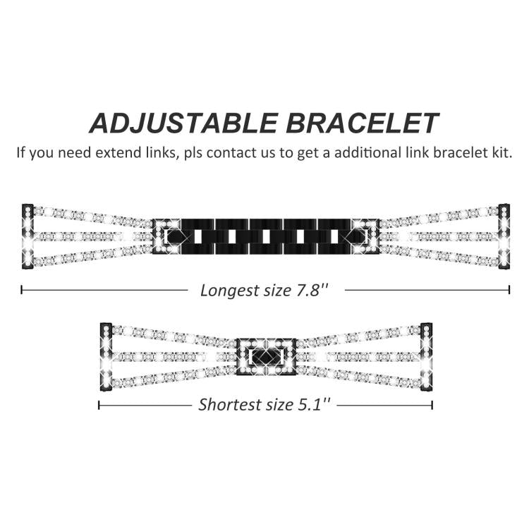 xDfind Universal Flat End Three Diamond Metal Watch Band, 20mm