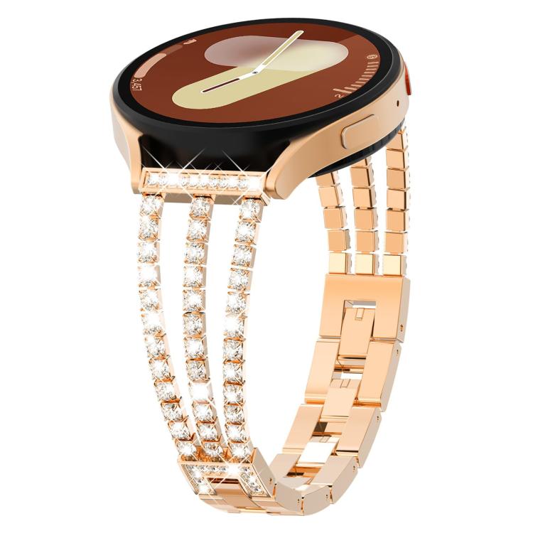 xDfind Universal Flat End Three Diamond Metal Watch Band, 20mm