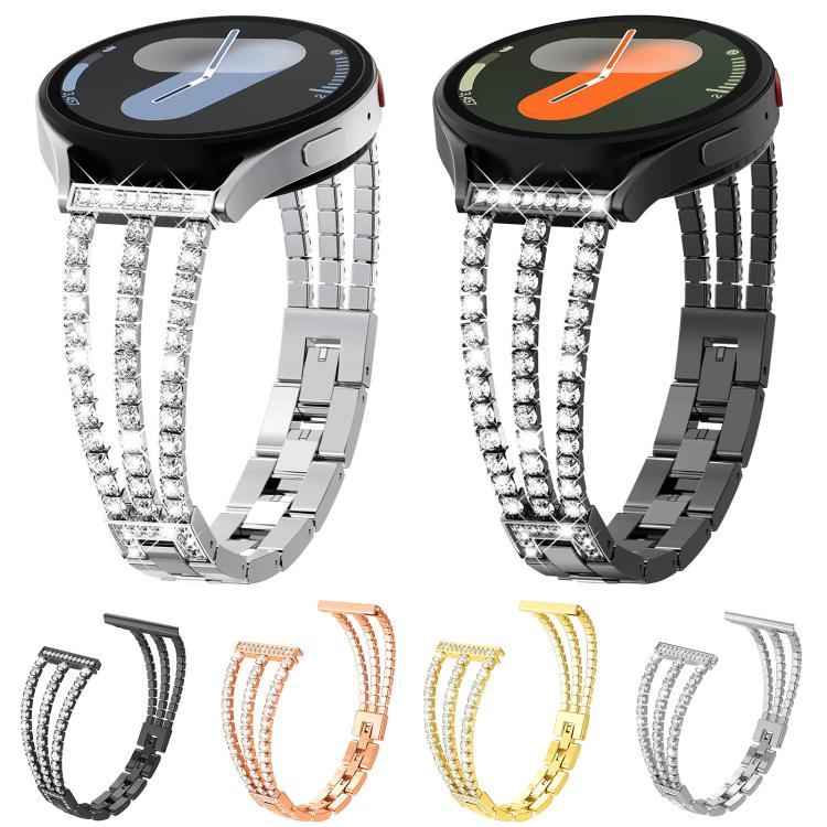 xDfind Universal Flat End Three Diamond Metal Watch Band, 20mm
