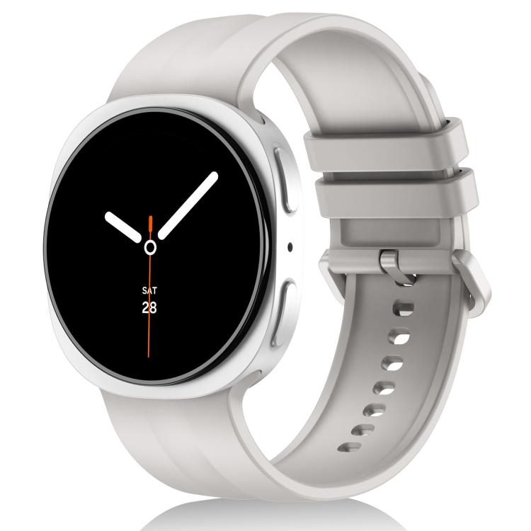 For Galaxy Watch9 / 8 / 8 Classic xDfind Solid Color Vertical Striped Silicone Watch Band, L