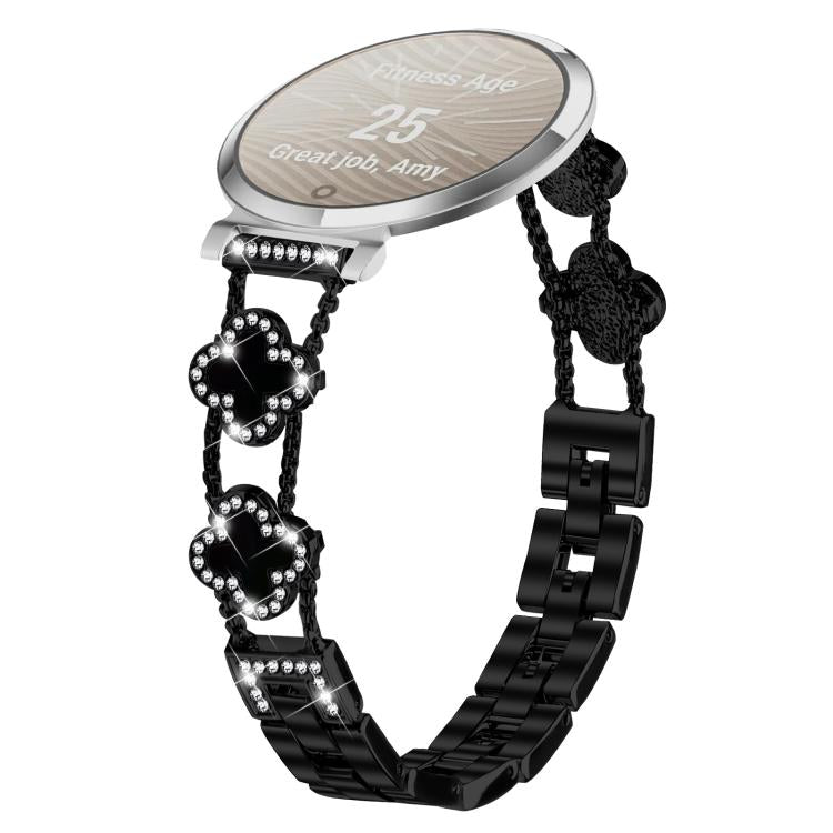 xDfind Double Four-Leaf Clover Diamond Alloy Watch Band, For Garmin Lily 2