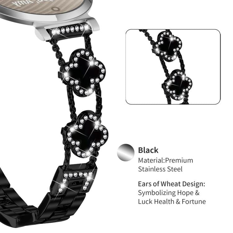 xDfind Double Four-Leaf Clover Diamond Alloy Watch Band, For Garmin Lily 2