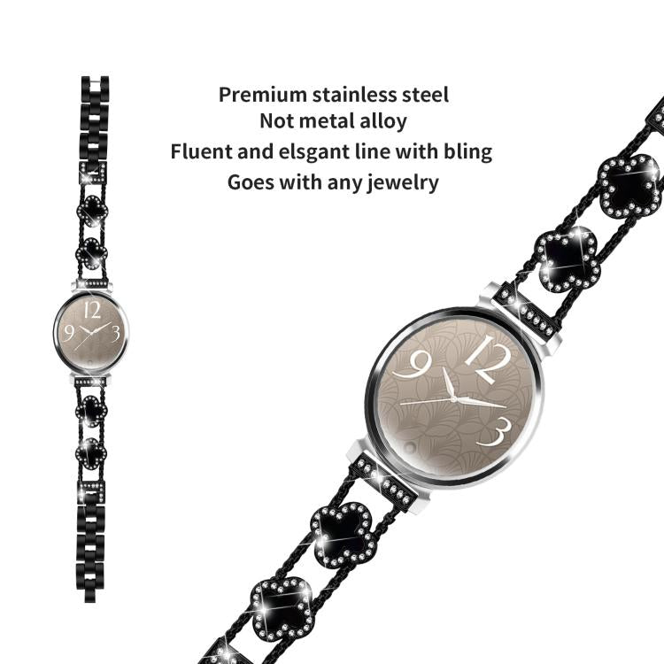 xDfind Double Four-Leaf Clover Diamond Alloy Watch Band, For Garmin Lily 2