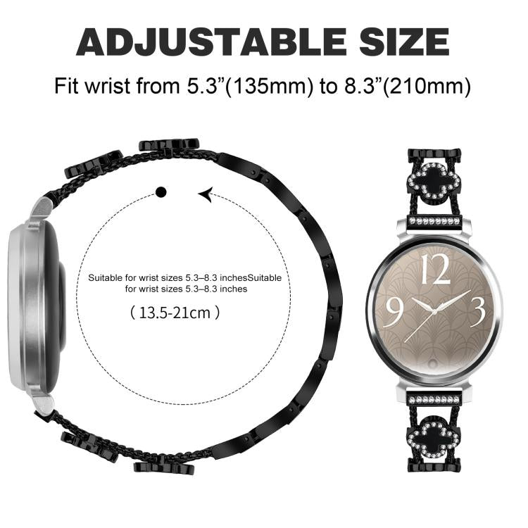 xDfind Double Four-Leaf Clover Diamond Alloy Watch Band, For Garmin Lily 2