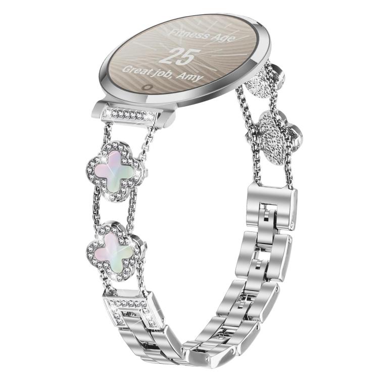 xDfind Double Four-Leaf Clover Diamond Alloy Watch Band, For Garmin Lily 2
