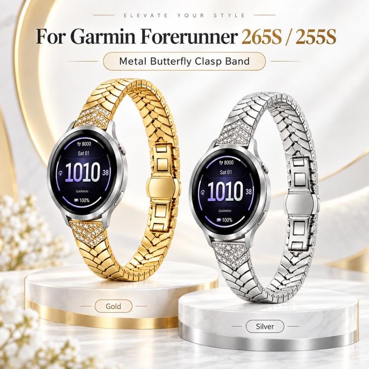 xDfind Double Folding Butterfly Clasp Metal Watch Band, For Garmin Venu 4 41mm / Venu 3S / Venu 2S, For Garmin Forerunner 265S / 255S