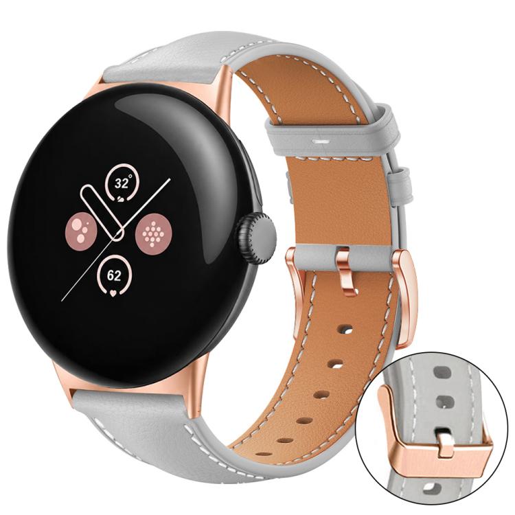xDfind Rose Gold Buckle Black Shark Fine Grain Vegan Leather Watch Band, For Google Pixel Watch 5 / 4 / 3 45mm