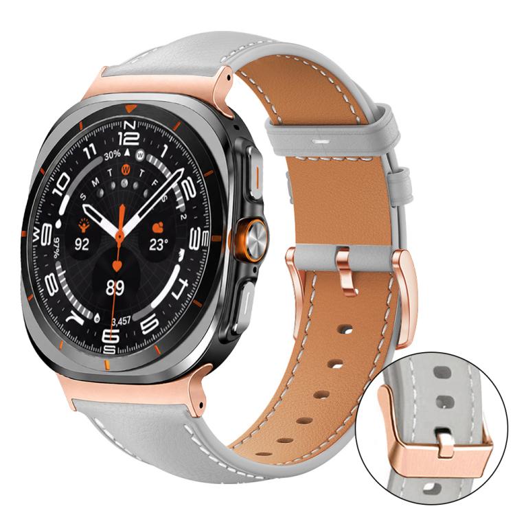 xDfind Rose Gold Buckle Black Shark Fine Grain Vegan Leather Watch Band, For Galaxy Watch Ultra2 2026 / 2025 / 1 2024