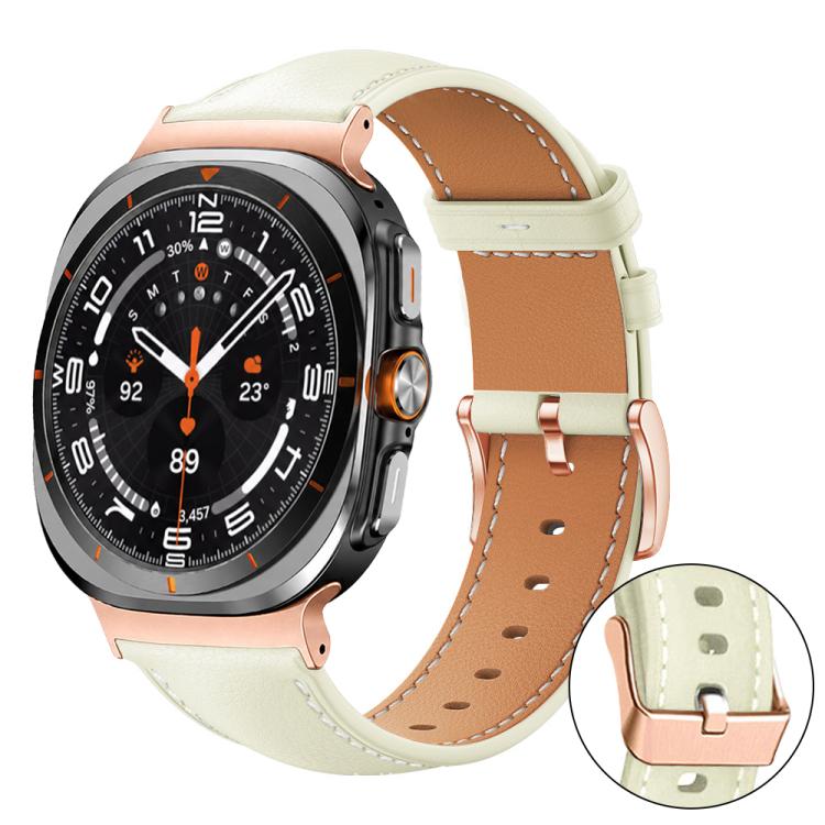 xDfind Rose Gold Buckle Black Shark Fine Grain Vegan Leather Watch Band, For Galaxy Watch Ultra2 2026 / 2025 / 1 2024