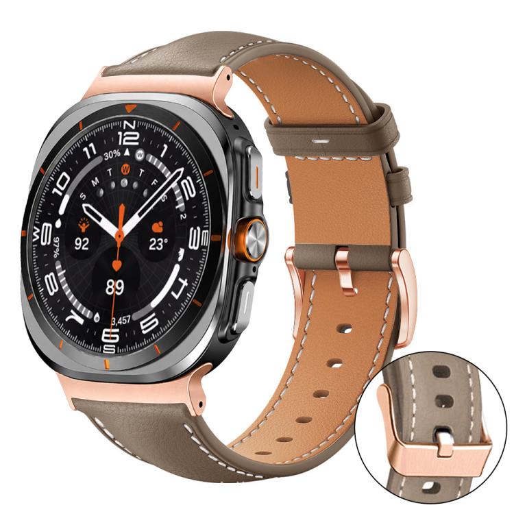 xDfind Rose Gold Buckle Black Shark Fine Grain Vegan Leather Watch Band, For Galaxy Watch Ultra2 2026 / 2025 / 1 2024