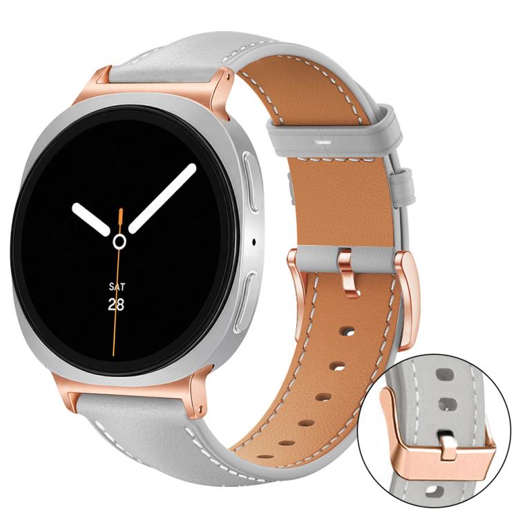 xDfind Rose Gold Buckle Black Shark Fine Grain Vegan Leather Watch Band, For Galaxy Watch9 / 8 / 8 Classic