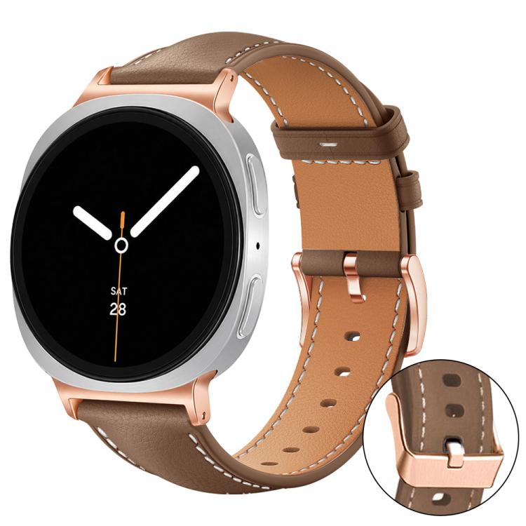 xDfind Rose Gold Buckle Black Shark Fine Grain Vegan Leather Watch Band, For Galaxy Watch9 / 8 / 8 Classic