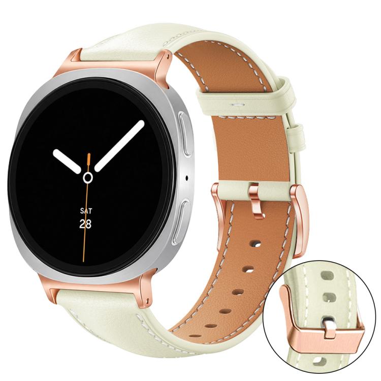 xDfind Rose Gold Buckle Black Shark Fine Grain Vegan Leather Watch Band, For Galaxy Watch9 / 8 / 8 Classic