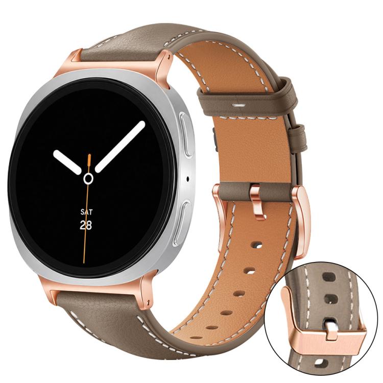 xDfind Rose Gold Buckle Black Shark Fine Grain Vegan Leather Watch Band, For Galaxy Watch9 / 8 / 8 Classic