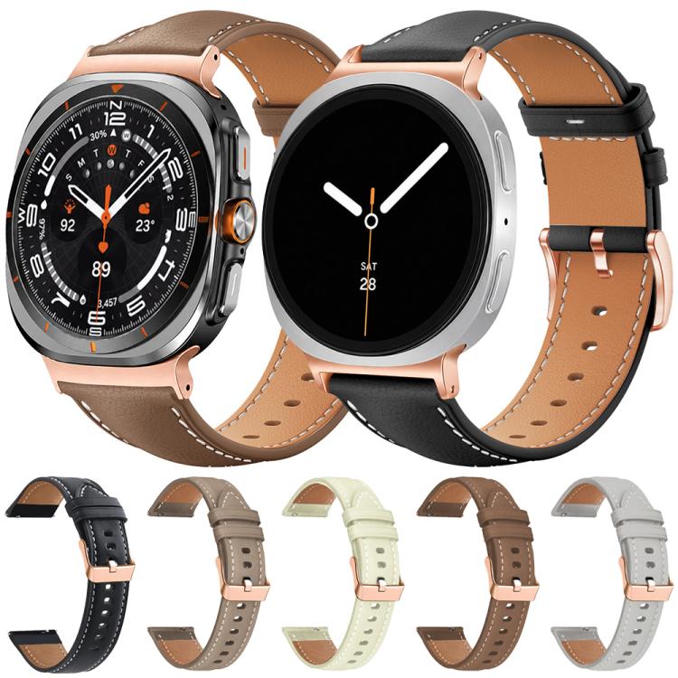 xDfind Rose Gold Buckle Black Shark Fine Grain Vegan Leather Watch Band, For Galaxy Watch9 / 8 / 8 Classic