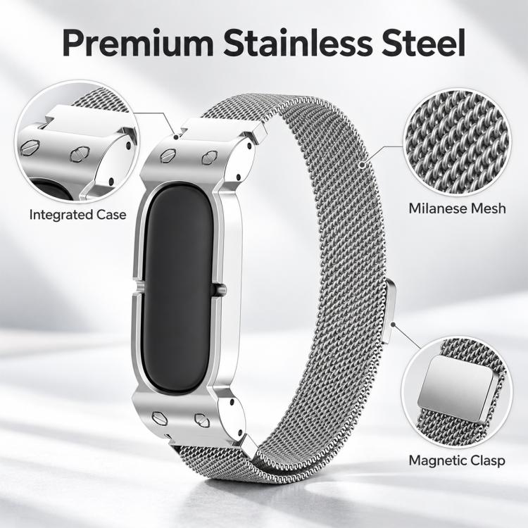 xDfind Metal Case Integrated Milanese Magnetic Stainless Steel Watch Band, For Google Fitbit Air